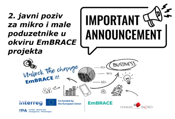 Objavljen 2. javni poziv za mikro i male poduzetnike u okviru EmBRACE projekta