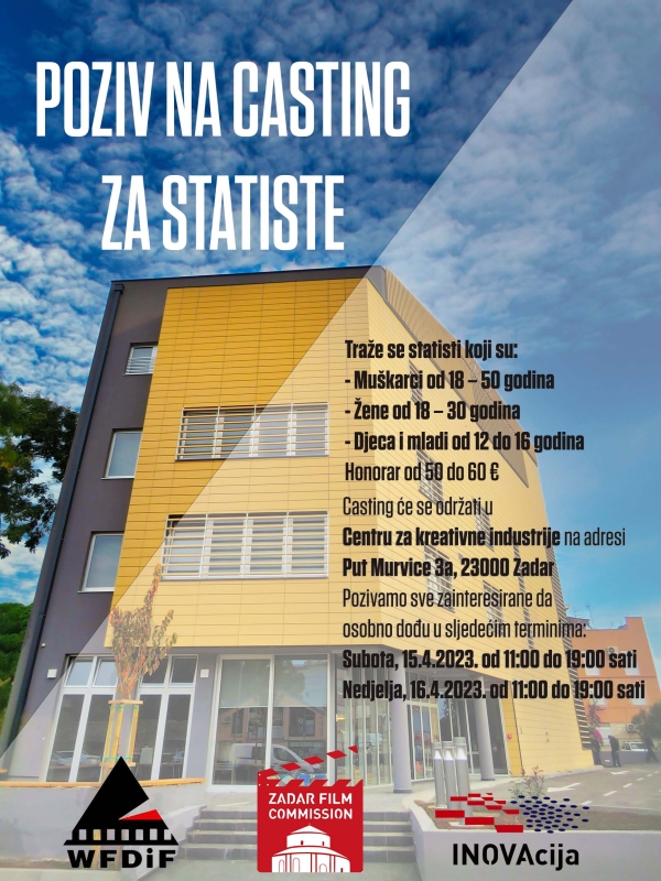 Ne zaboravite doći na casting za statiste – ovog vikenda u Centru za kreativne industrije Zadar