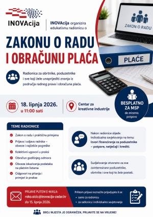 INOVAcija organizira edukativnu radionicu o Zakonu o radu i obračunu plaća