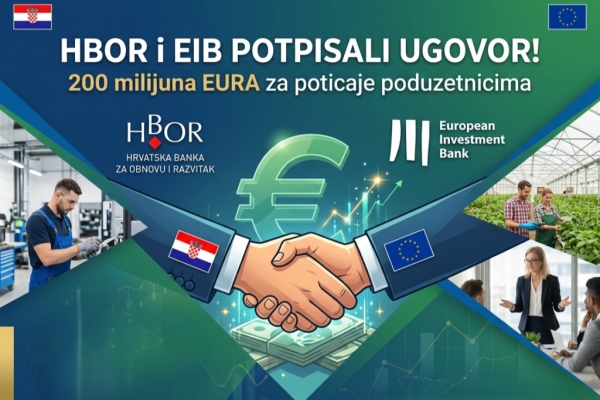 HBOR i EIB potpisali ugovor vrijedan 200 milijuna eura za poticanje novih investicija u Hrvatskoj